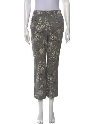 Pre-owned 's Max Mara Floral Print Wide Leg Pants In Grey