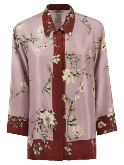 's Max Mara Floral Printed Long-sleeved Shirt In Rosa/rosso