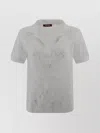's Max Mara Floral Sheer Polo Textured Crewneck