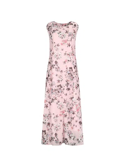 S Max Mara Floral-print Cap-sleeve Maxi Dress In Pink