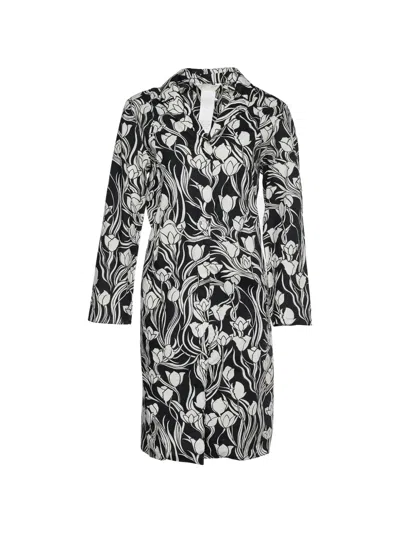 Pre-owned 's Max Mara Floral-print Shirt Dress In Black
