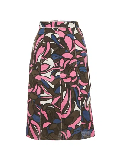 Pre-owned 's Max Mara Floral-print Skirt In Pink