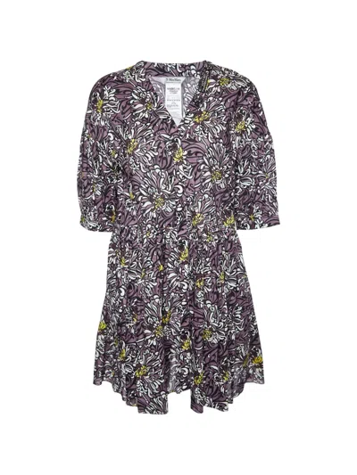 Pre-owned 's Max Mara Floral-print Tiered Dress In Purple