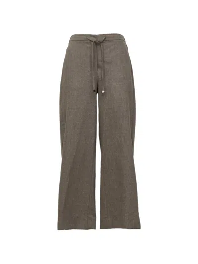 S Max Mara Floria Drawstring Flannel Trousers In Gray