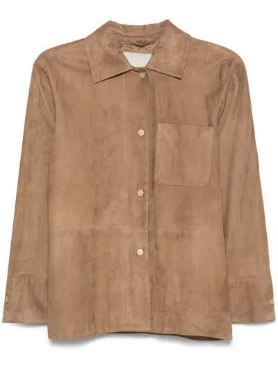 S Max Mara Fresia Suede Jacket In Brown