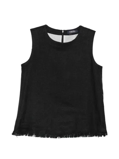 S Max Mara Fringed-edge Sleeveless Top In Black