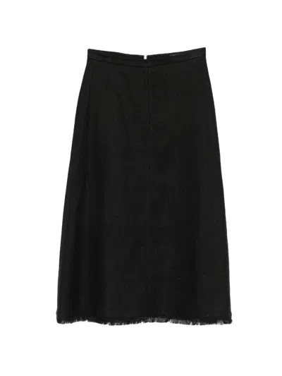 's Max Mara Fringed-hem A-line Midi Skirt In Black