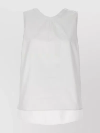 S Max Mara 'front Pleated Sleeveless Top Buttons' In White