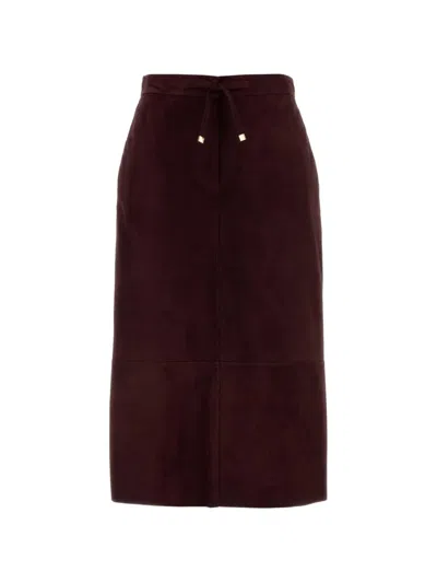 S Max Mara Suede Gazza Skirt Casual Mid Length In Brown