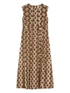 S Max Mara Geometric-print Sleeveless Dress In Brown