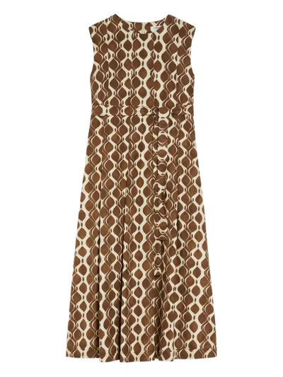 S Max Mara Geometric-print Sleeveless Dress In Brown