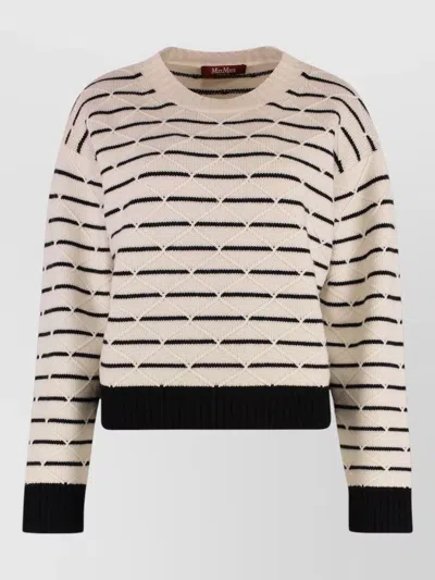 S Max Mara Gettone Wool Cashmere Stripe Knit Sweater In Neutral
