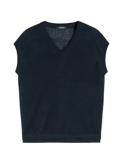 's Max Mara Ghianda V-neck Knitted T-shirt In Blue