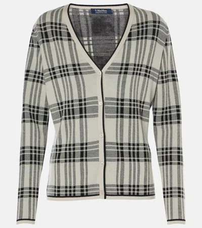 's Max Mara Giara Plaid Wool Cardigan In Grey