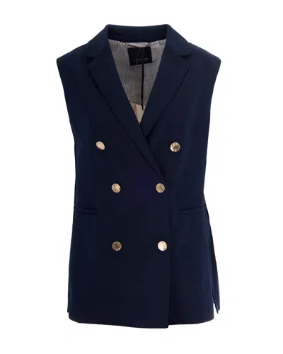 's Max Mara Gilet Blu Lino In Smmbird004
