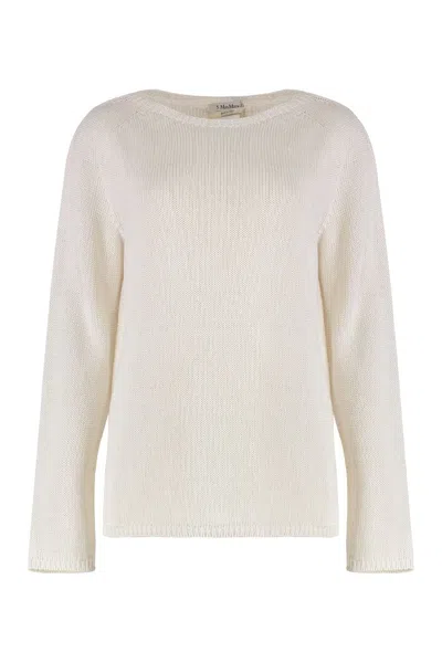 S Max Mara Giolino Crew-neck Wool Sweater In Beige