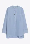 S Max Mara Women's Striped Shirt White/sky Blue In Light Blue