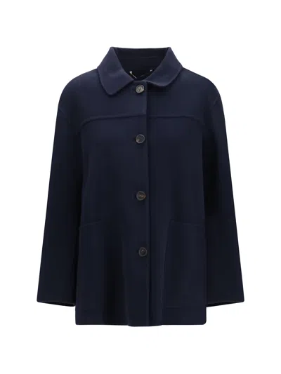 S Max Mara Giugno Short Virgin Wool Coat In Blue