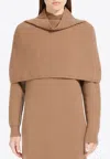 's Max Mara Giulio Wool And Cashmere Ribbed Cape In Camel