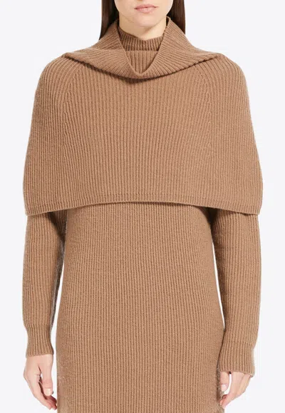 's Max Mara Giulio Wool And Cashmere Ribbed Cape In Camel