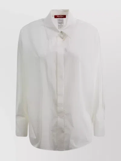 's Max Mara Glitter Cuffs Cotton Shirt With Embellished Buttons In White