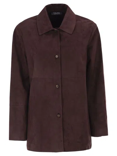 S Max Mara S Maxmara Smmgocce Suede Shirt With Silk Lining In Burgundy
