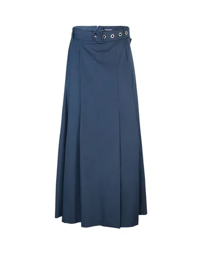 's Max Mara S Max Mara Gilda Pleated Cotton Poplin Skirt In 42blu Notte