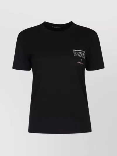 's Max Mara Graphic Print Crew Neck T-shirt With Chest Pocket In Black