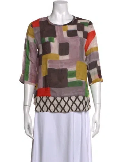 Pre-owned S Max Mara Graphic Print Crew Neck Top In Multicolor
