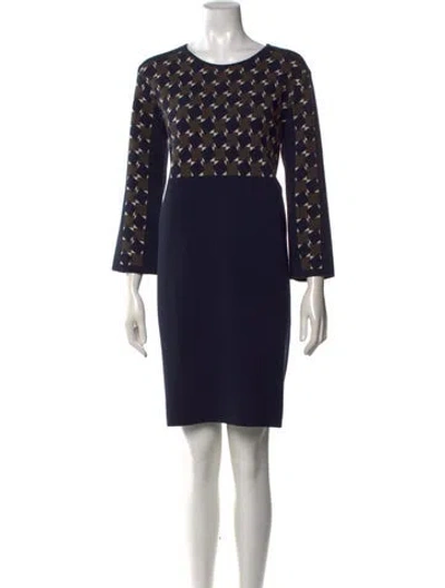 Pre-owned S Max Mara Graphic Print Knee-length Dress In Blue