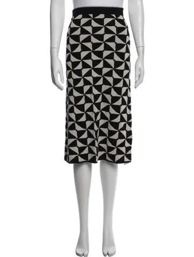Pre-owned S Max Mara Graphic Print Midi Length Skirt In White