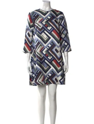 Pre-owned 's Max Mara Graphic Print Mini Dress In Blue