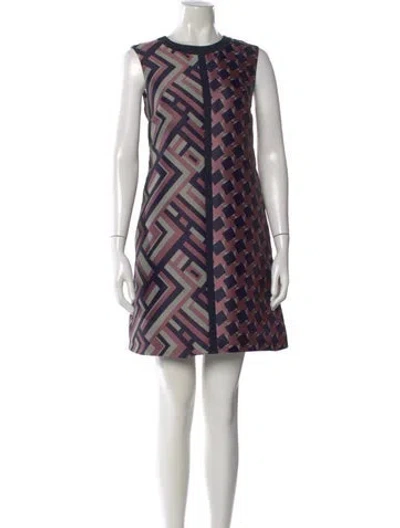 Pre-owned 's Max Mara Graphic Print Mini Dress In Blue