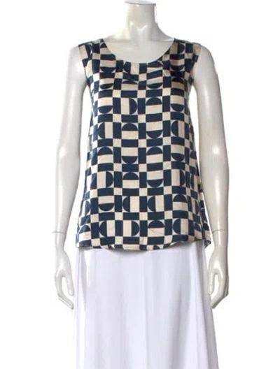 Pre-owned S Max Mara Graphic Print Scoop Neck Top In Blue