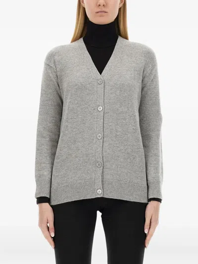 S Max Mara Wool Cashmere Regular Fit Cardigan In Gray