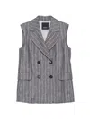 S Max Mara Smmballo Pinstripe-pattern Double-breasted Suit In Gray