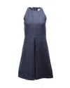 S Max Mara Halter Dress In Navy Blue Cotton In Blue