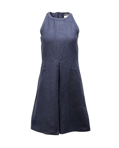 S Max Mara Halter Dress In Navy Blue Cotton