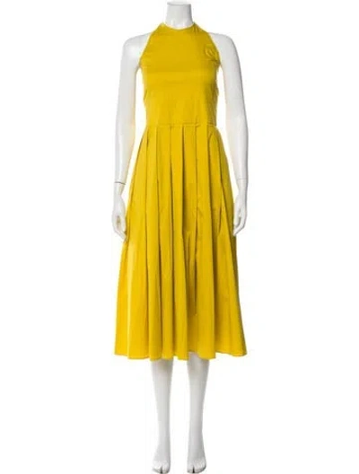 Pre-owned 's Max Mara Halterneck Midi Length Dress In Yellow