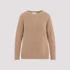 S Max Mara Crew Neck Cable-knit Sweater With Ribbed Trims In Camel