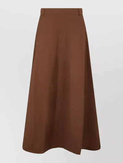 S Max Mara High Waist Flared Long Pleated Skirt In Brown