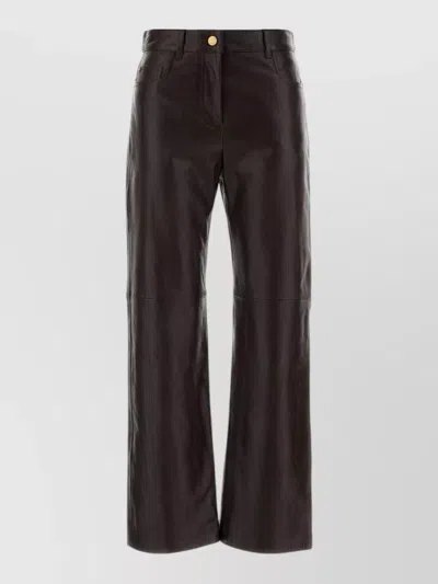 S Max Mara High Waist Leather Wide Leg Pesca Pants