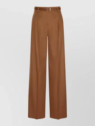 S Max Mara High Waist Pleated Tailored Wide Leg Pants In Brown