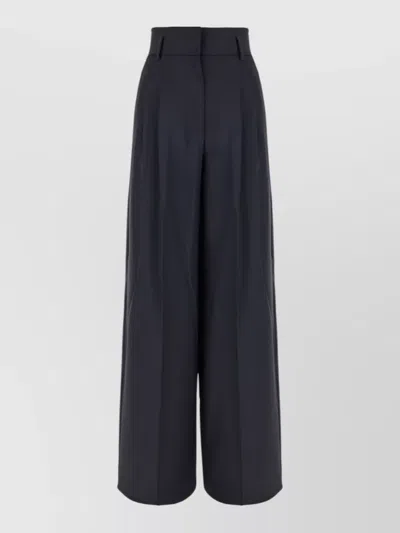 S Max Mara High Waist Pleated Wool Tailored Pants In Black