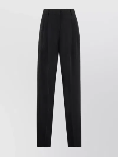 S Max Mara High-waist Trousers Crêpe Belt Loops In Black