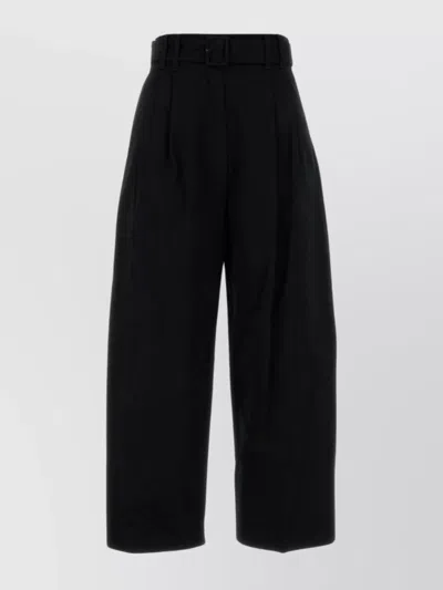 's Max Mara High Waist Wide Leg Cotton Pant In Black