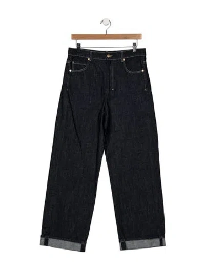 Pre-owned S Max Mara High-rise Wide Leg Jeans In Blue