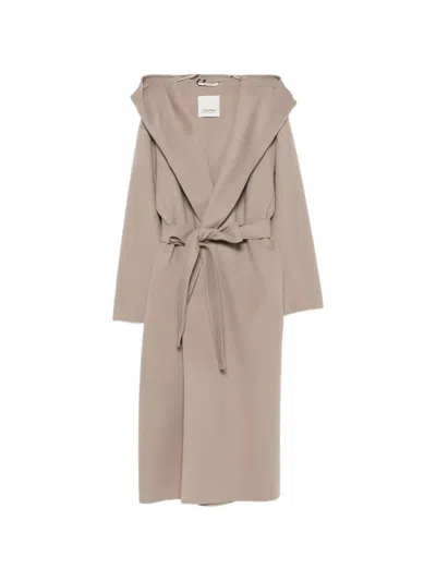 S Max Mara Hooded Belted Coat In Black