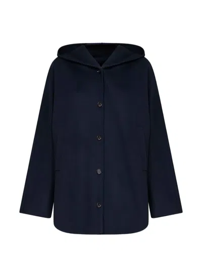 's Max Mara Hooded Double-faced Coat In Blue