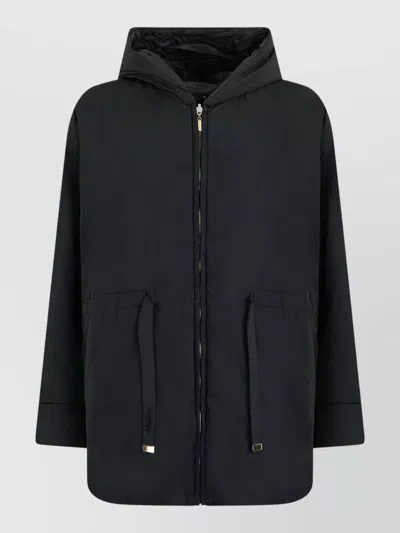 S Max Mara Hooded Jacket Loose Fit Transitional Seasons In Black